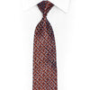 Silver Orange Geometric On Navy Rhinestone Tie With Silver