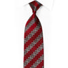 Silver Ornate Design On Burgundy Rhinestone Silk Necktie