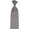 Silver Ornate Design On Navy Rhinestone Silk Necktie - 1