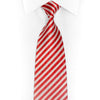 Silver Red Striped Rhinestone Silk Necktie With Silver
