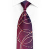 Silver Scrolls Red Dots On Navy Rhinestone Silk Necktie - 1