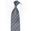 Silver Striped Cartouche On Navy Rhinestone Silk Tie