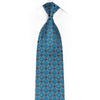 Silver Teal Geometric On Navy Rhinestone Silk Necktie