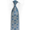 Silver Trellis On Blue Rhinestone Silk Tie With Silver