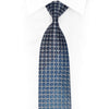 Silver Trellis & Floral On Navy Rhinestone Silk Necktie