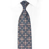 Silver Trellis On Navy Woven Silk Tie with Rhinestones