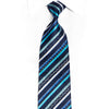 Striped On Navy Rhinestone Silk Necktie With Silver