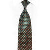Turquoise Geometric On Brown Rhinestone Silk Tie