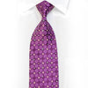 Floral On Geometric On Purple Rhinestone Silk Necktie With Sparkles