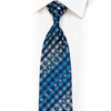 Avolio Rhinestone Silk Necktie Blue Checkered With Silver Sparkles