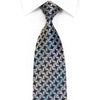 B-Classic Men's Rhinestone Silk Tie Silver Geometric On Navy With Sparkles