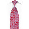 Blue Anthemion On Red Rhinestone Necktie With Silver Sparkles