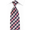 Rhinestone Silk Necktie Pink Navy Cream Plaid With Pink Sparkles