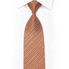 Rhinestone Silk Necktie Geometric On Orange With Red Sparkles