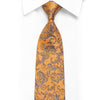 Men's Silk Tie Silver Scroll Acanthus On Gold Sparkling With Crystal Rhinestones