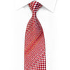 Silk Necktie Silver Red Geometric Checker With Rhinestones & Sparkles