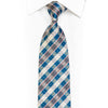 Blue Cream Gray Plaid Rhinestone Necktie With Gold Sparkles