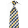 Gold Navy Cream Plaid Rhinestone Necktie With Silver Sparkles