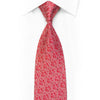 Silk Tie Silver Geometric On Red With Rhinestones & Sparkles