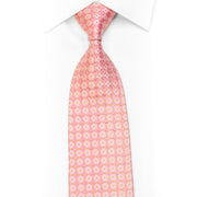 Geometric On Pink Men's Rhinestone Silk Necktie