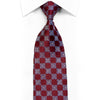 Silk Necktie Blue Burgundy Checkered With Rhinestones