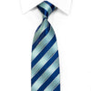 G-Gio Rhinestone Silk Necktie Blue Striped With Silver Sparkles
