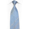 Silver Striped & Geometric On Blue Rhinestone Tie With Blue Sparkles