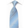Rhinestone Silk Tie White Blue Geometric With Silver Sparkles