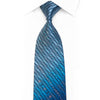 Kissa Rhinestone Silk Necktie Geometric On Blue With Sparkles