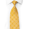 Lancetti Men's Silk Necktie Interlocking Medallions On Yellow With Crystal Rhinestones
