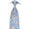 Lancetti Rhinestone Silk Necktie Anthemion Floral On Pale Blue