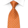 Louis Quatorze Rhinestone Silk Necktie Orange Yellow Checkered With Silver Sparkles