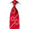 MCM Rhinestone Silk Necktie Geometric & Striped On Red