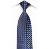 Rhinestone Silk Tie Blue Navy Silver Geometric With Rhinestones & Silver Sparkles