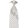 Michiko Koshino Rhinestone Necktie Silver White Striped With Scrolls Sparkles