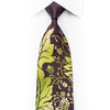 Mila Schon Mens Rhinestone Silk Necktie Green Anthemion On Brown
