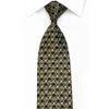 Mila Schon Rhinestone Silk Necktie Gold Cartouche On Black With Gold Sparkles