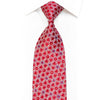 Silver Interlocking Chains On Red Rhinestone Silk Tie