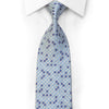Crystal Rhinestone Silk Tie Blue Silver Checkered With Sparkles