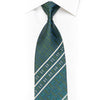Blue Cartouche Striped On Green Rhinestone Silk Tie With Sparkles