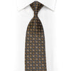 Men's Silk Necktie Gold Trellis On Black With Clear Crystals & Silver Sparkles