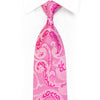 Scrolls On Pink Silk Rhinestone Necktie