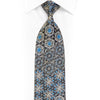 Silver Floral Trellis On Black Rhinestone Tie With Silver Sparkles