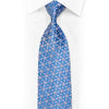 Silver Floral On Blue With Silver Sparkles Rhinestone Silk Necktie