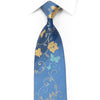 Perry Ellis Rhinestone Silk Tie Gold Floral Butterfly Scrolls On Blue With Sparkles