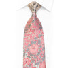 Perry Ellis Rhinestone Necktie Pink Chevron Floral On Silver With Sparkles