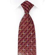 Rhinestone Silk Necktie Gold Stripes & Crosses On Burgundy With Gold Sparkles