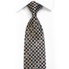 Silk Necktie Silver Black Checkered With Rhinestones& Sparkles