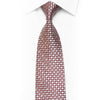 Silk Necktie Silver Geometric On Burgundy With Silver Sparkles