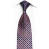 Silver Striped Red Dots On Navy Blue Rhinestone Necktie With Blue Sparkles